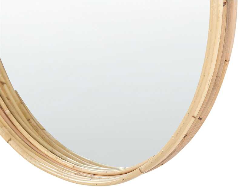 Beliani Sieninis veidrodis BARUNG 60 cm, rotangas, natūralus smėlio spalvos