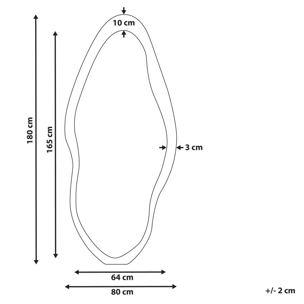 Beliani Sieninis veidrodis BLET 80 cm 180 cm Paulownijos mediena Juodas