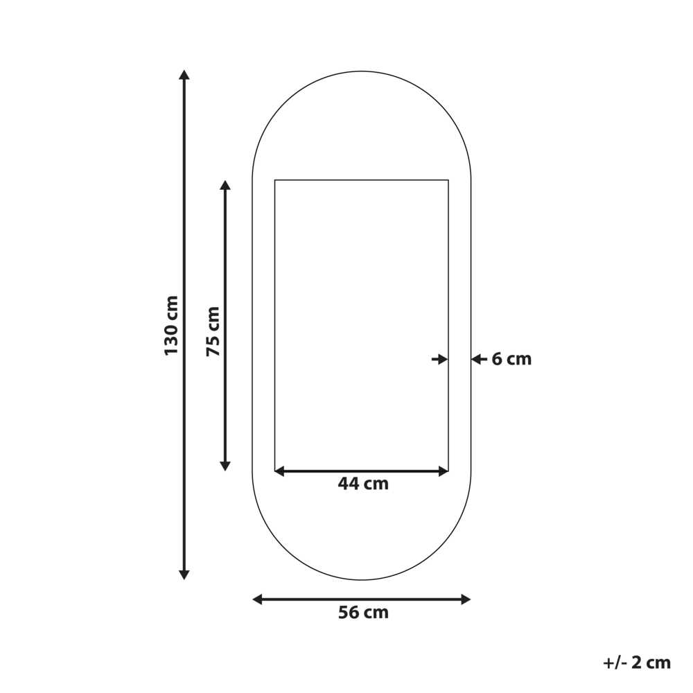 Beliani Sieninis veidrodis BRIANT 56 cm 130 cm Mango mediena Baltas