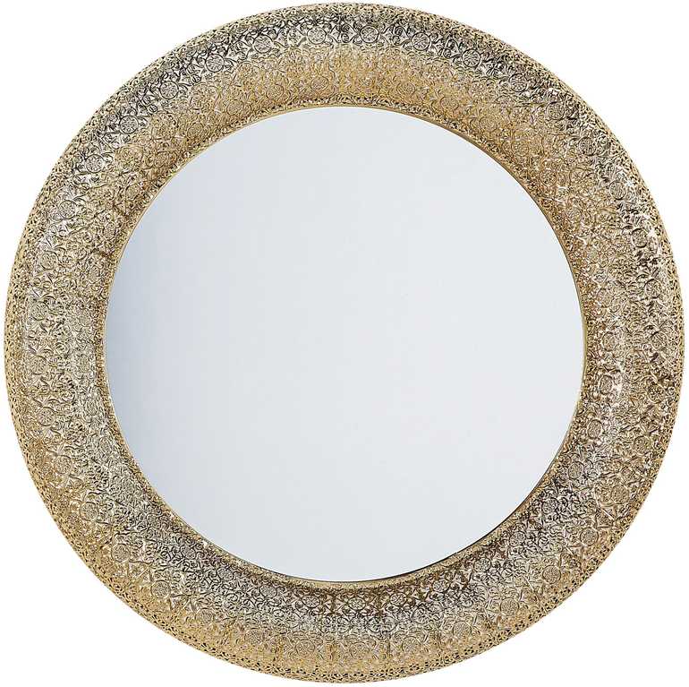 Beliani Sieninis veidrodis CHANNAY 80 cm, auksinis, metalinis