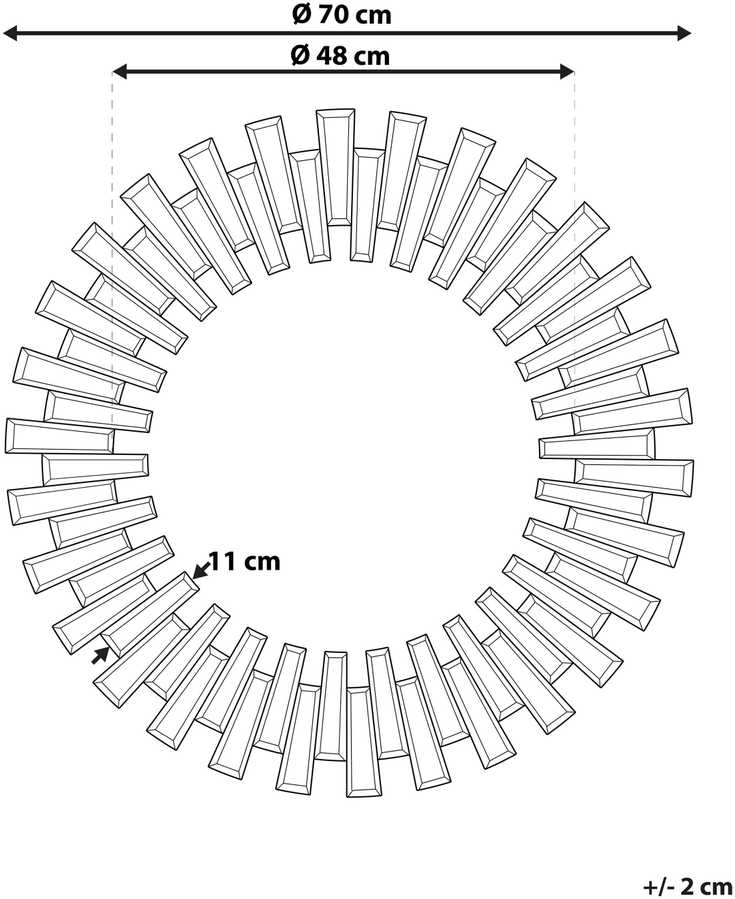 Beliani Sieninis veidrodis CHOLET 70 cm 70 cm sidabrinis