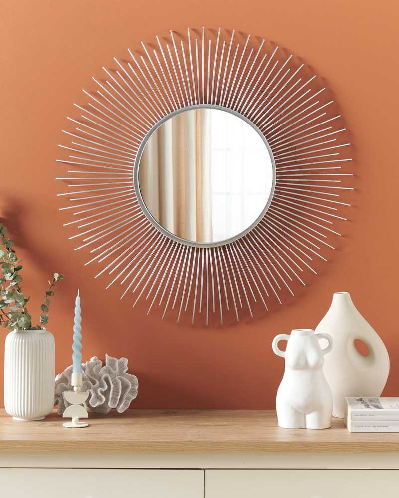 Beliani Sieninis veidrodis CILLY 80 cm 80 cm metalinis sidabrinis