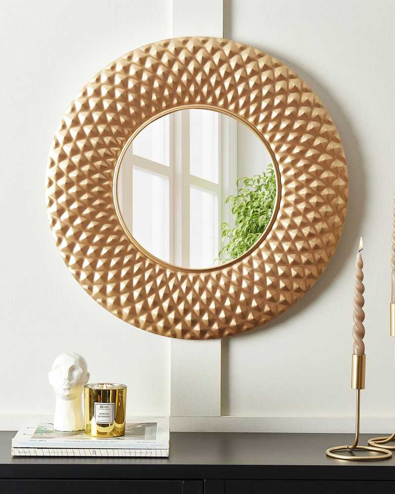 Beliani Sieninis veidrodis COMBE 60 cm metalinis auksinis