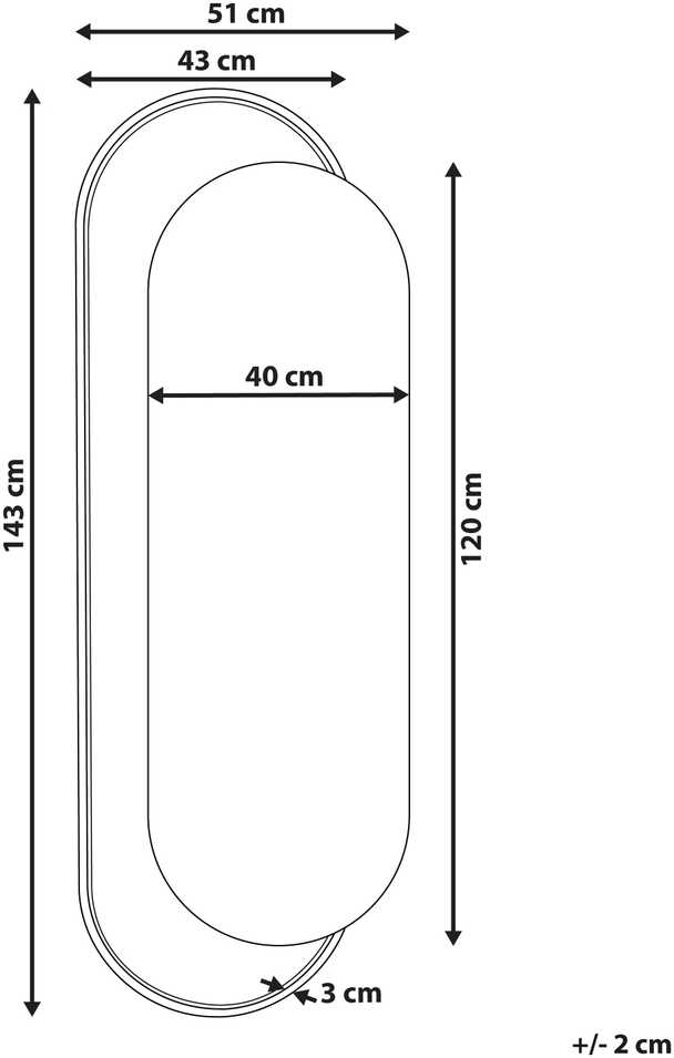 Beliani Sieninis veidrodis CREIL 51 cm 143 cm technoratano natūralus