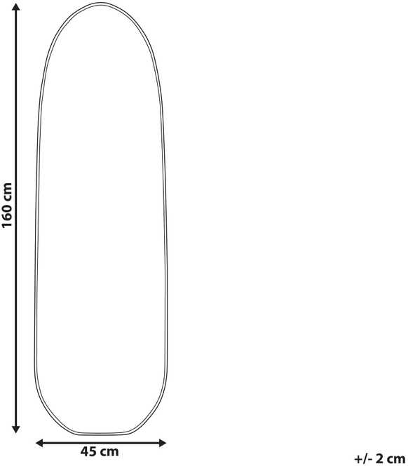 Beliani Sieninis veidrodis DARNETS 45 cm 160 cm metalinis juodas