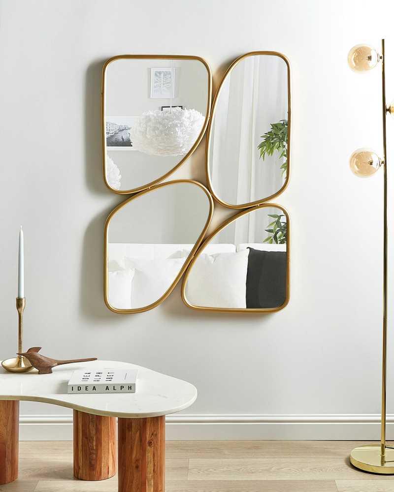 Beliani Sieninis veidrodis DIANCEY 70 cm 100 cm metalinis auksinis