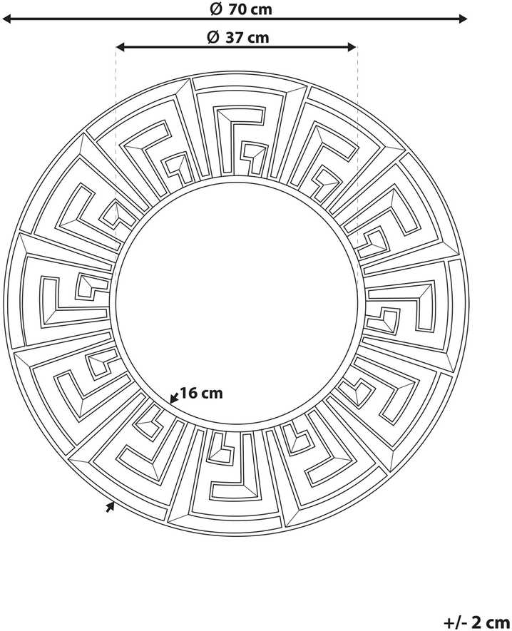 Beliani Sieninis veidrodis FLERS 70 cm Metalinis Auksinis