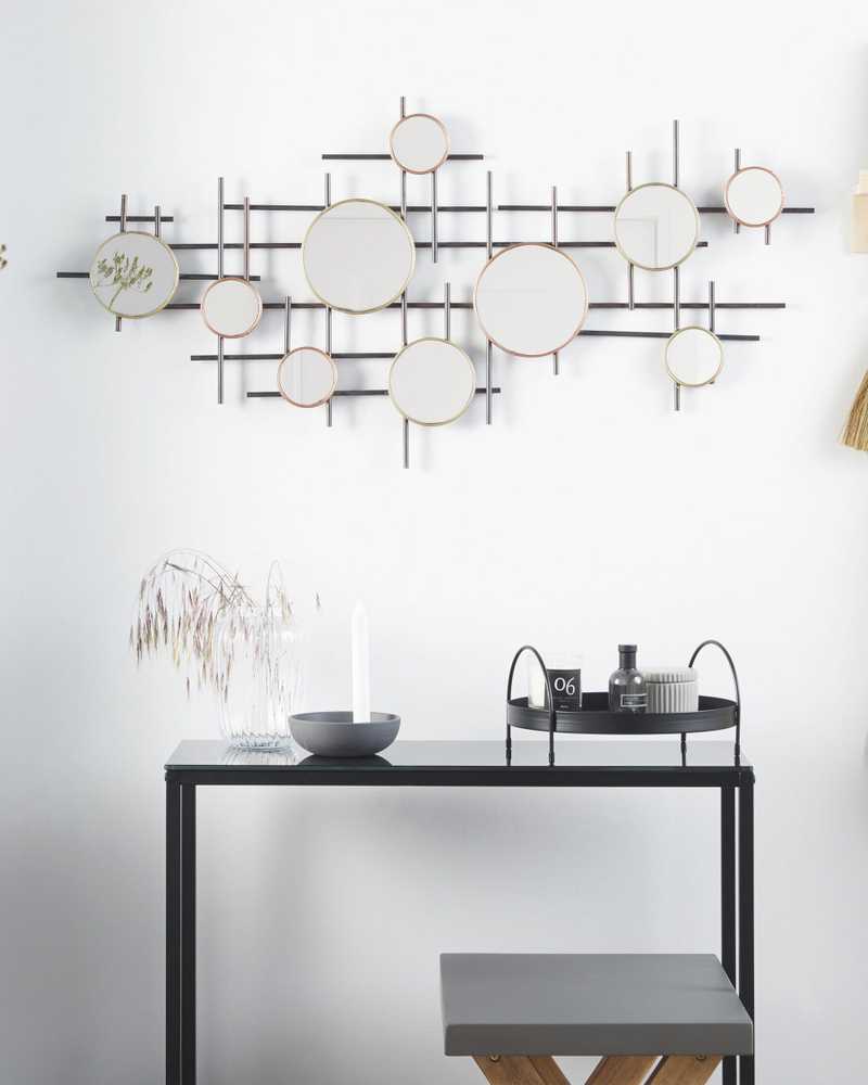 Beliani Sieninis veidrodis IBOS 113 cm 55 cm metalinis juodas