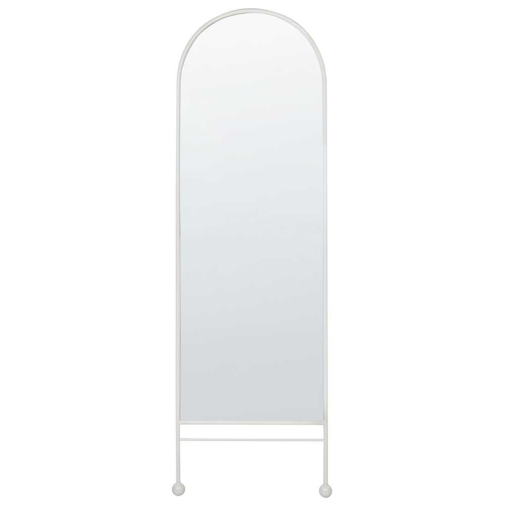 Beliani Sieninis veidrodis JARNAGES 45 cm 145 cm metalinis baltas