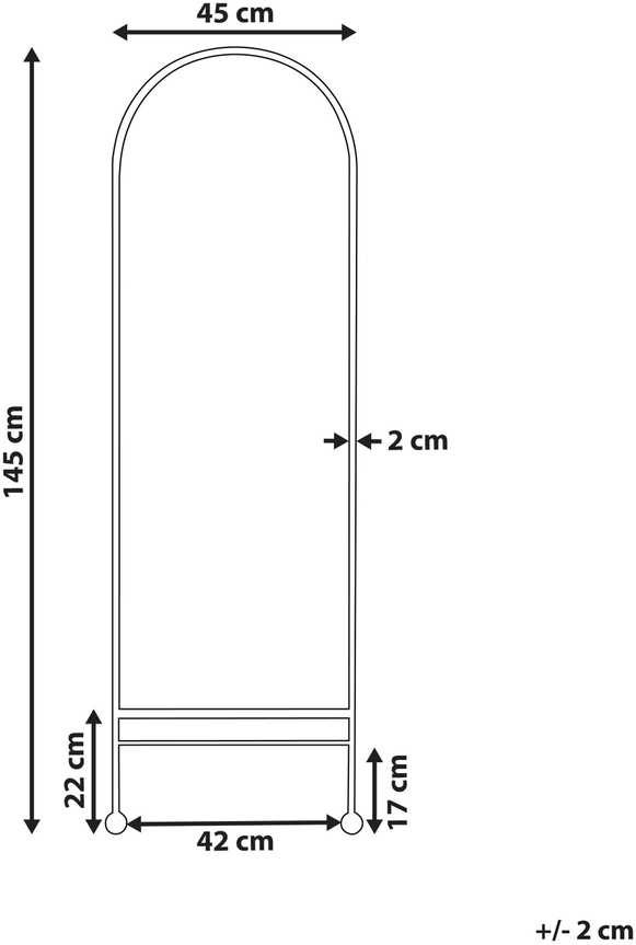 Beliani Sieninis veidrodis JARNAGES 45 cm 145 cm metalinis baltas