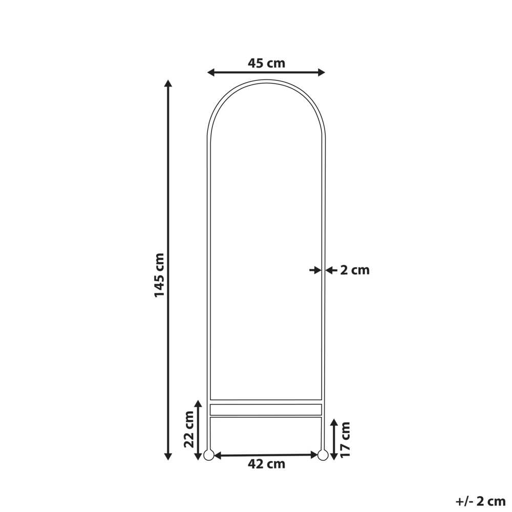 Beliani Sieninis veidrodis JARNAGES 45 cm 145 cm metalinis baltas