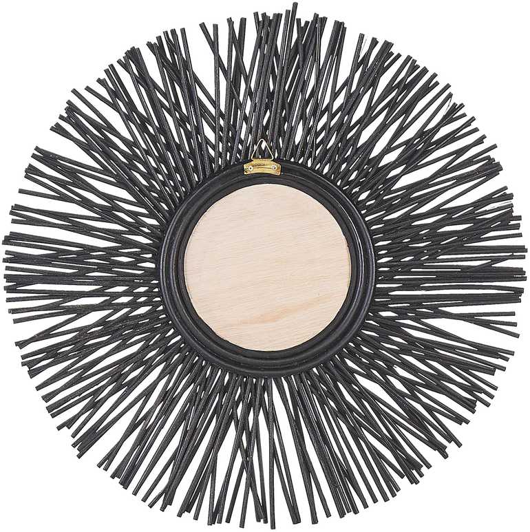 Beliani Round Rattan Wall Mirror Sun 60 cm Juoda KLASĖ