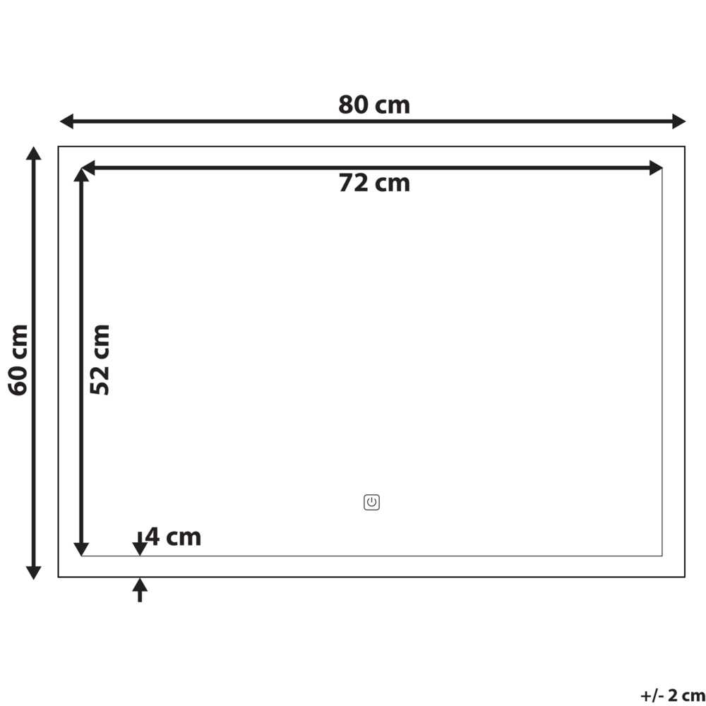 Beliani Vonios veidrodis su LED apšvietimu ADOUR 80 cm x 60 cm, sidabrinis