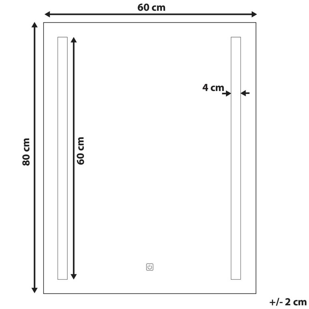 Beliani Vonios kambario veidrodis su LED apšvietimu MARTINET 60 cm 80 cm, sidabrinis