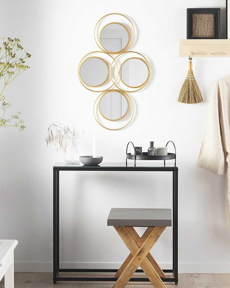 Beliani Sieninis veidrodis LESCAR 50 cm 80 cm metalinis auksinis
