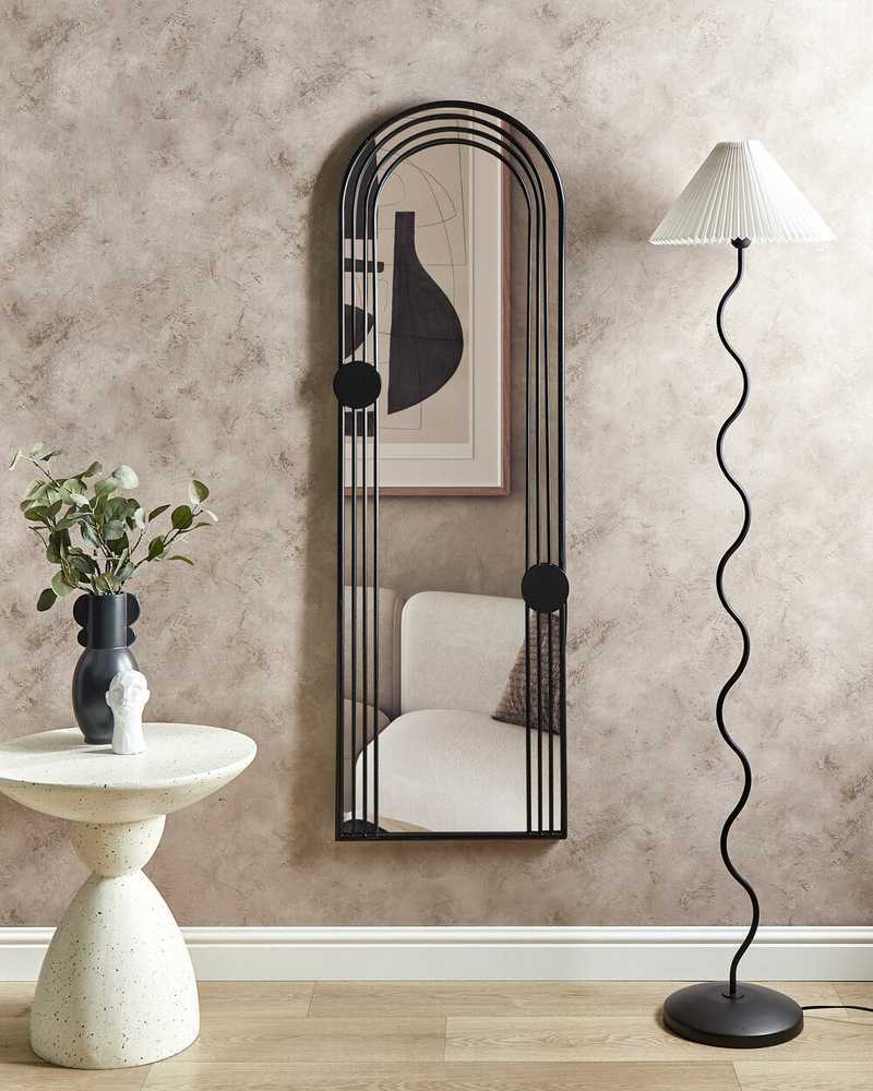 Beliani Sieninis veidrodis AJAIN 45 cm 146 cm metalinis juodas