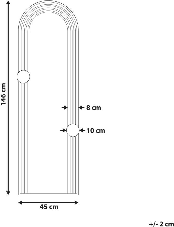Beliani Sieninis veidrodis AJAIN 45 cm 146 cm metalinis juodas