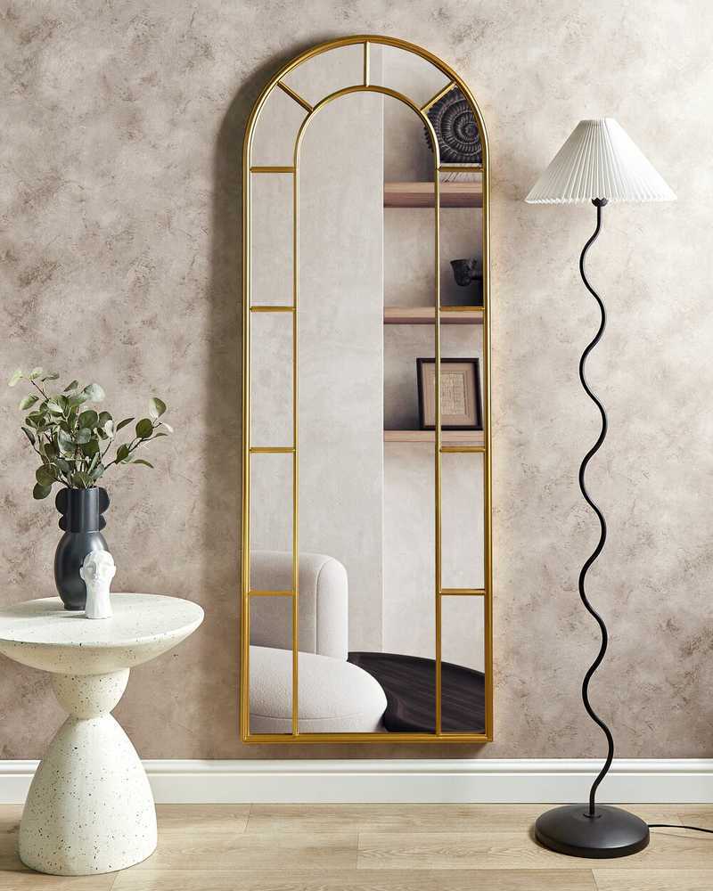 Beliani Sieninis veidrodis CROSSES 60 cm 170 cm metalinis auksinis