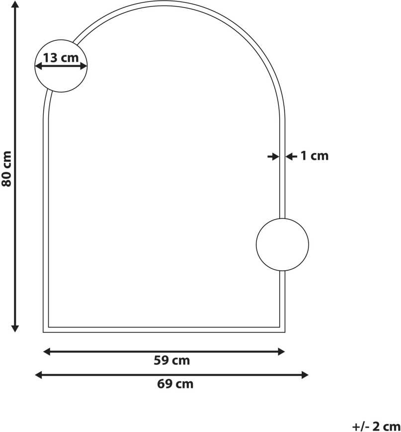Beliani Sieninis veidrodis AULON 69 cm 80 cm metalas juodas