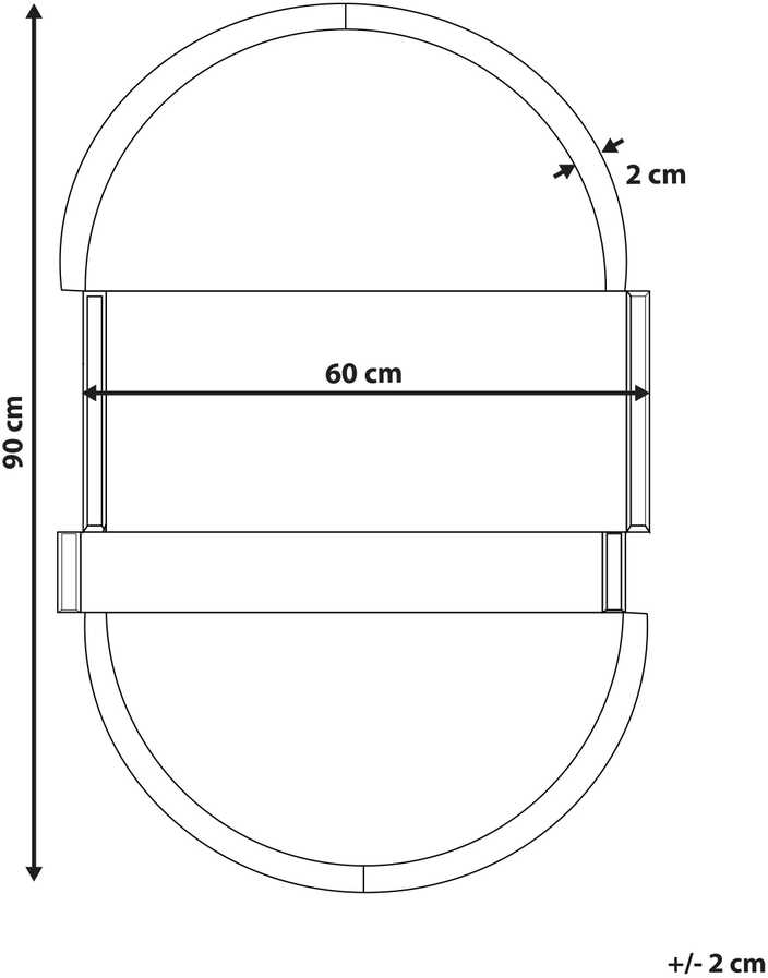 Beliani Sieninis veidrodis MICHERY 60 cm 90 cm Juodas