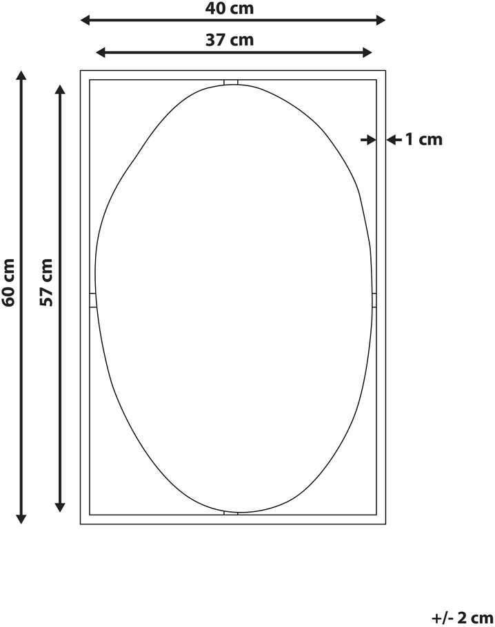 Beliani Sieninis veidrodis NIBELLE 40 cm 60 cm metalinis juodas