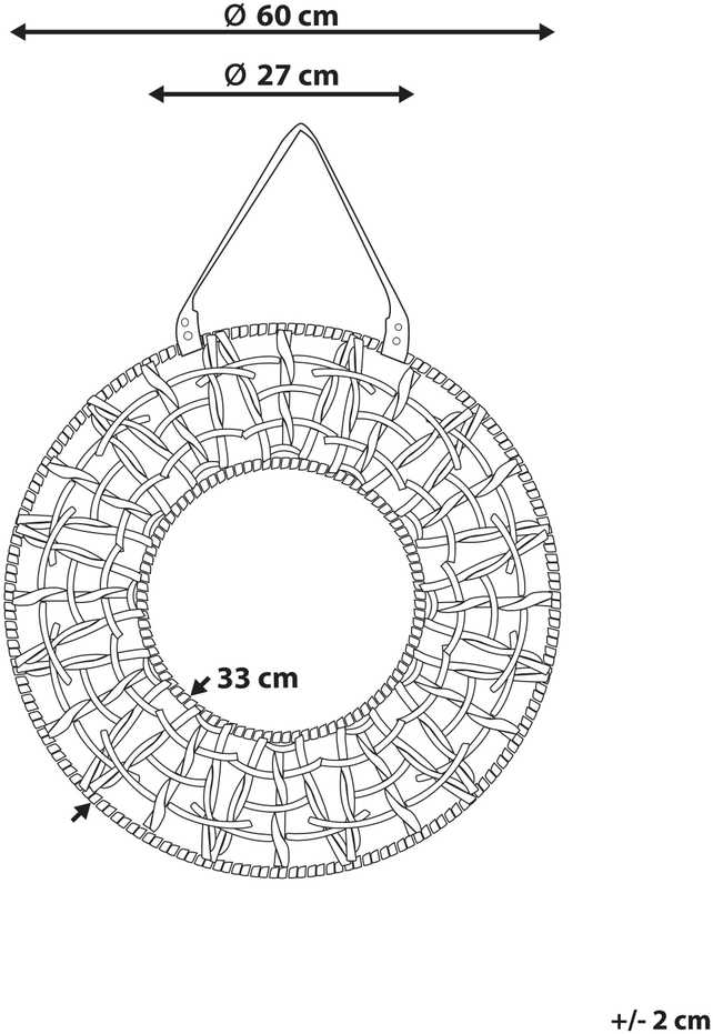 Beliani Sieninis veidrodis PALACI 60 cm popieriaus pynė natūralus