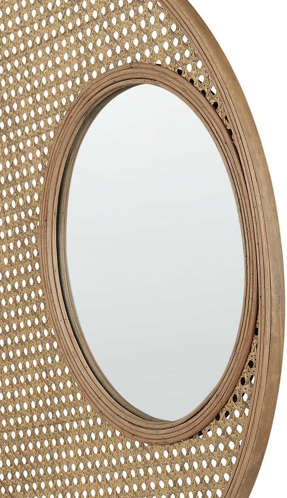 Beliani Sieninis veidrodis PALAU 60 cm rotango spalvos