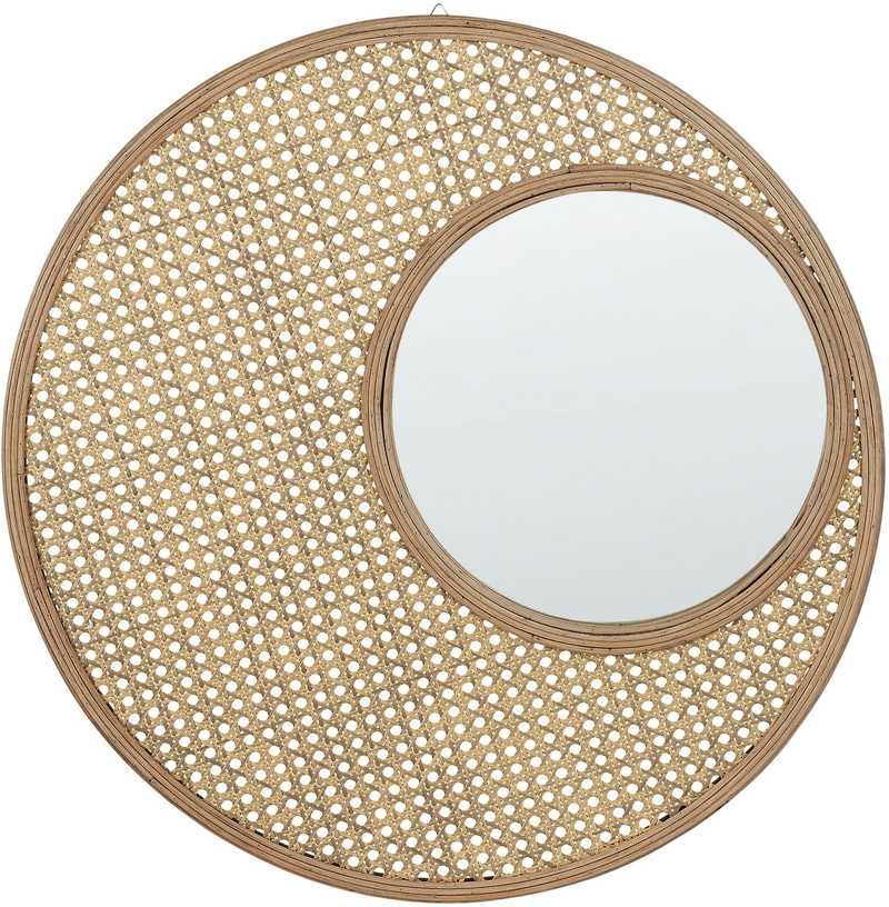 Beliani Sieninis veidrodis PALAU 60 cm rotango spalvos