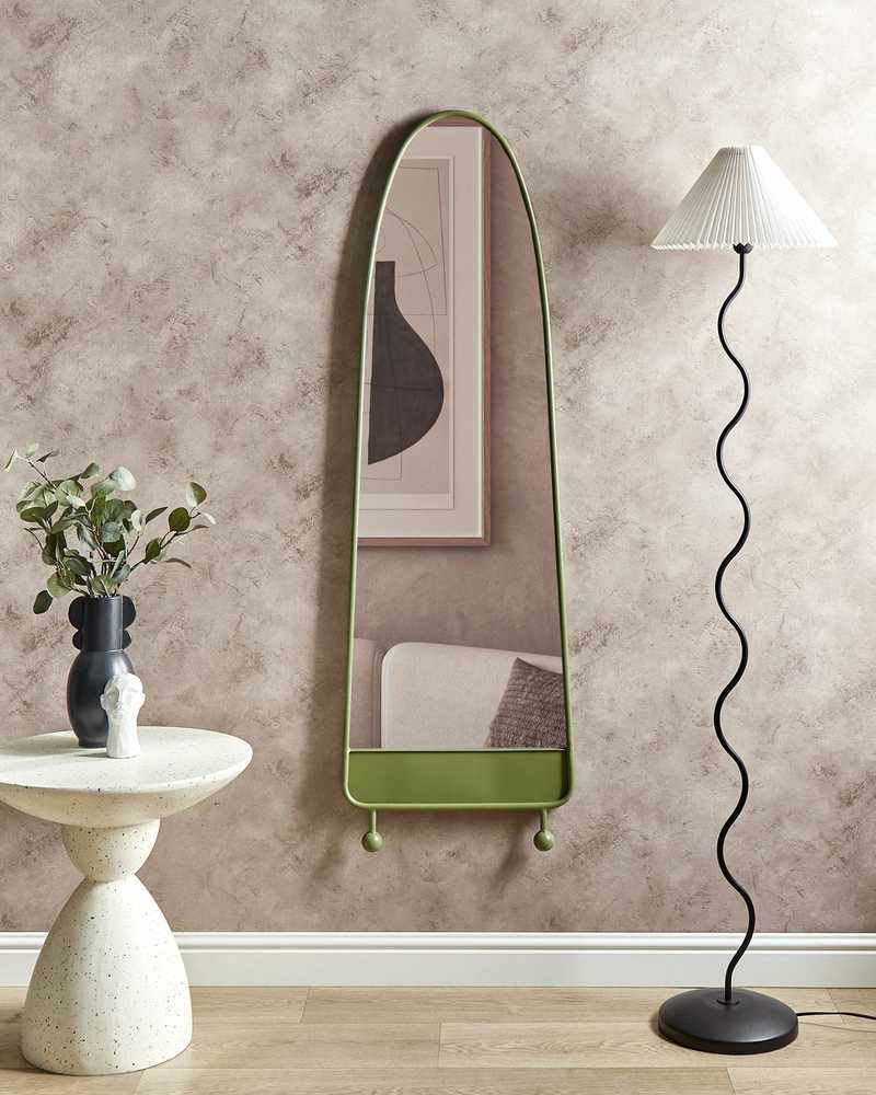 Beliani Sieninis veidrodis PARNAY 45 cm 146 cm Metallinis Alyvuogių spalvos