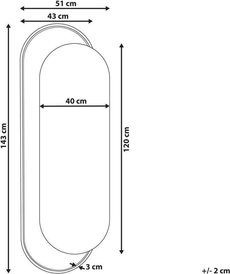 Beliani Sieninis veidrodis CREIL 51 cm 143 cm technoratano natūralus
