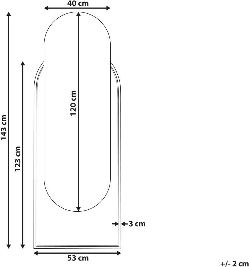 Beliani Sieninis veidrodis NEVERS 53 cm 143 cm technoratanas natūralus