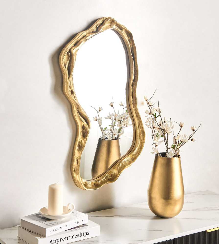 Beliani Sieninis veidrodis SERY 38 cm 75 cm auksinis