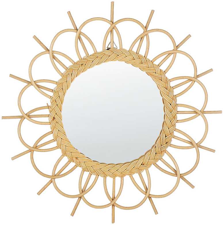 Beliani Sieninis veidrodis TELAKIA 60 cm Rattan natūralus