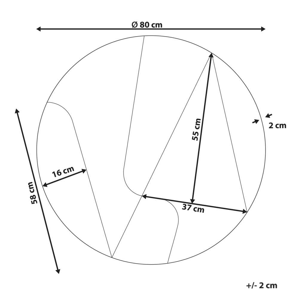 Beliani Sieninis veidrodis TROUVILLE 80 cm 80 cm Juodas/ auksinis