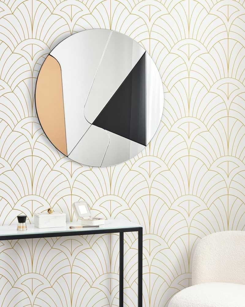 Beliani Sieninis veidrodis TROUVILLE 80 cm 80 cm Juodas/ auksinis