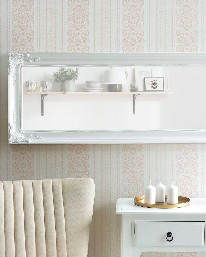 Beliani Sieninis veidrodis VARS 51 cm 141 cm baltas