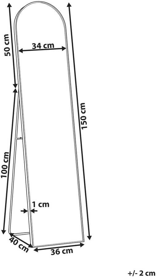 Beliani Pastatomas veidrodis BAGNOLET 150 cm metalinis auksinis