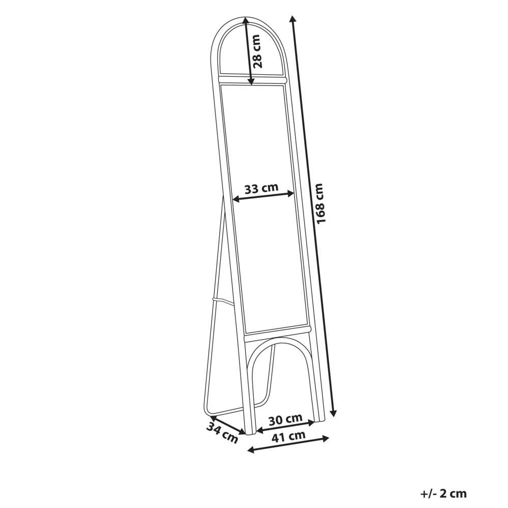 Beliani Pastatomas veidrodis BRUSSEY 170 cm Koriai Natūralus