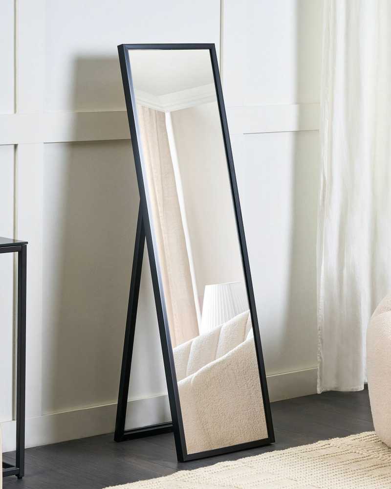 Beliani Pastatomas veidrodis TORCY 140 cm, juodas