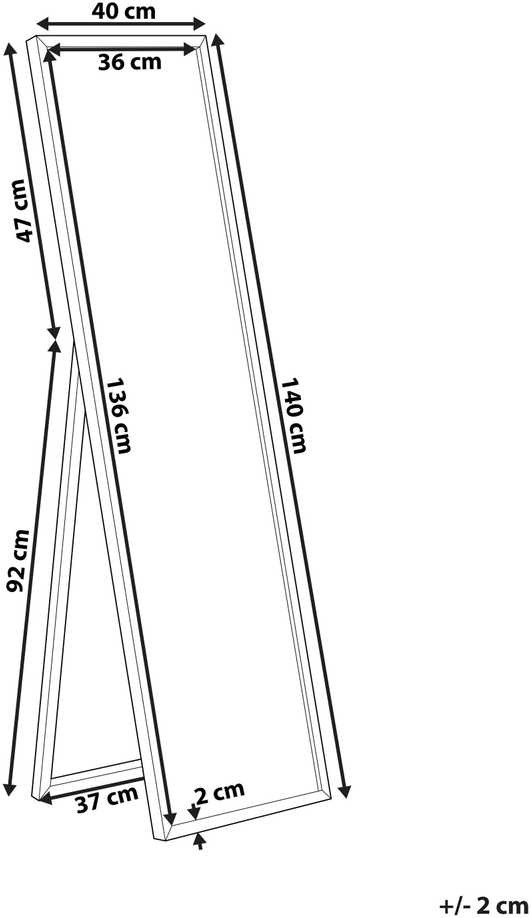 Beliani Pastatomas veidrodis TORCY 140 cm, juodas