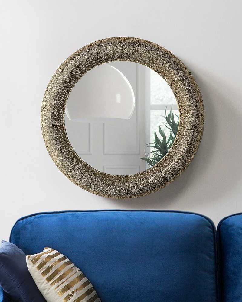 Beliani Sieninis veidrodis CHANNAY 80 cm, auksinis, metalinis