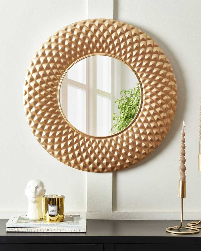 Beliani Sieninis veidrodis COMBE 60 cm metalinis auksinis