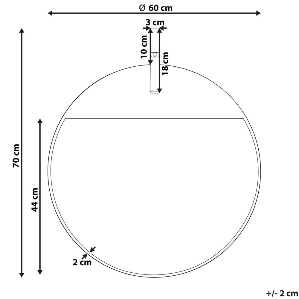 Beliani Sieninis veidrodis GURS 60 cm metalinis auksinis
