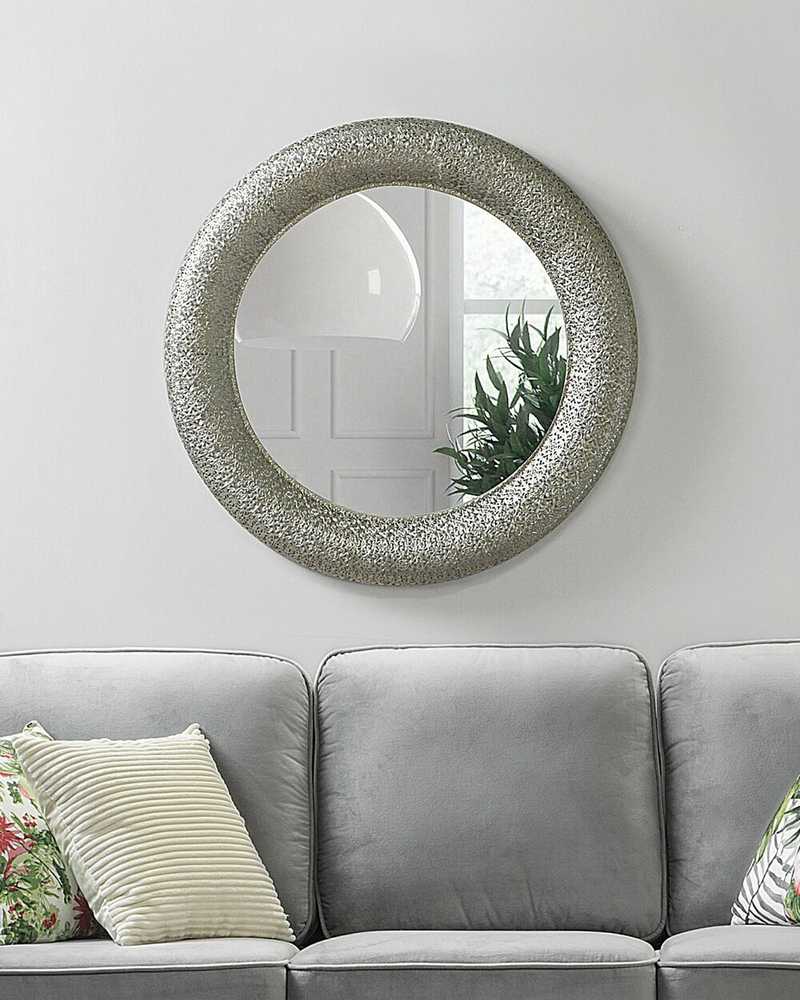 Beliani Sieninis veidrodis CHANNAY 80 cm, metalinis, sidabrinės spalvos