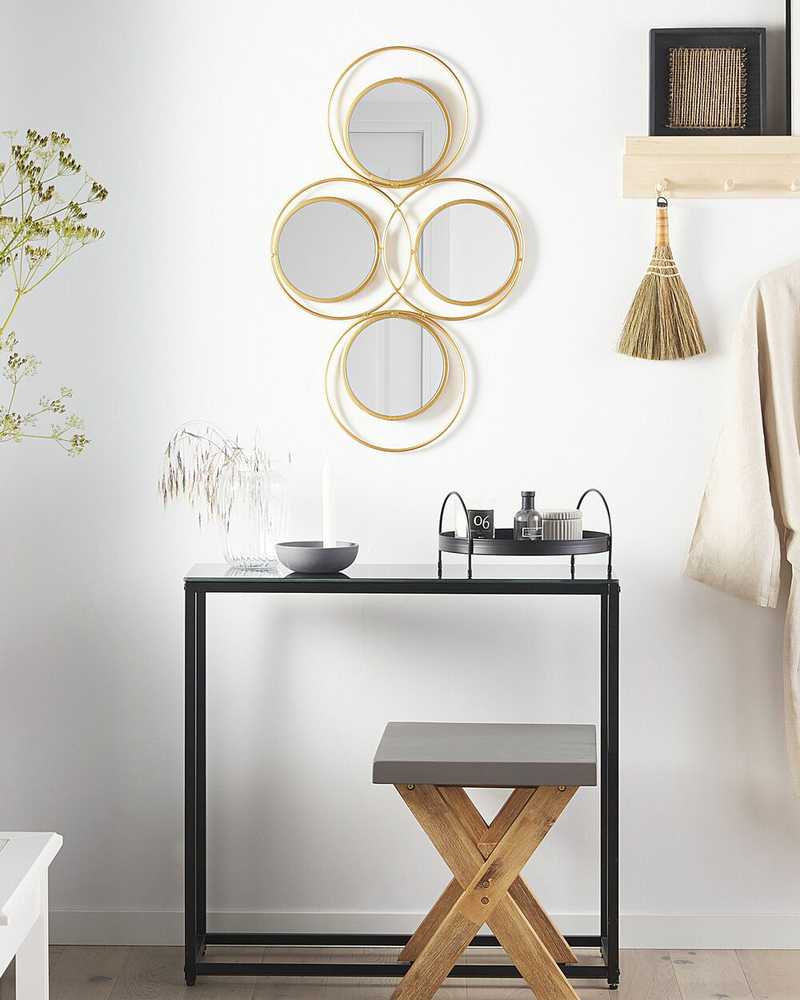 Beliani Sieninis veidrodis LESCAR 50 cm 80 cm metalinis auksinis