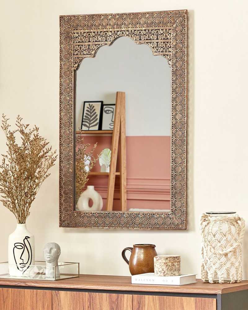 Beliani Sieninis veidrodis PALI 60 cm 90 cm metalinis varinis