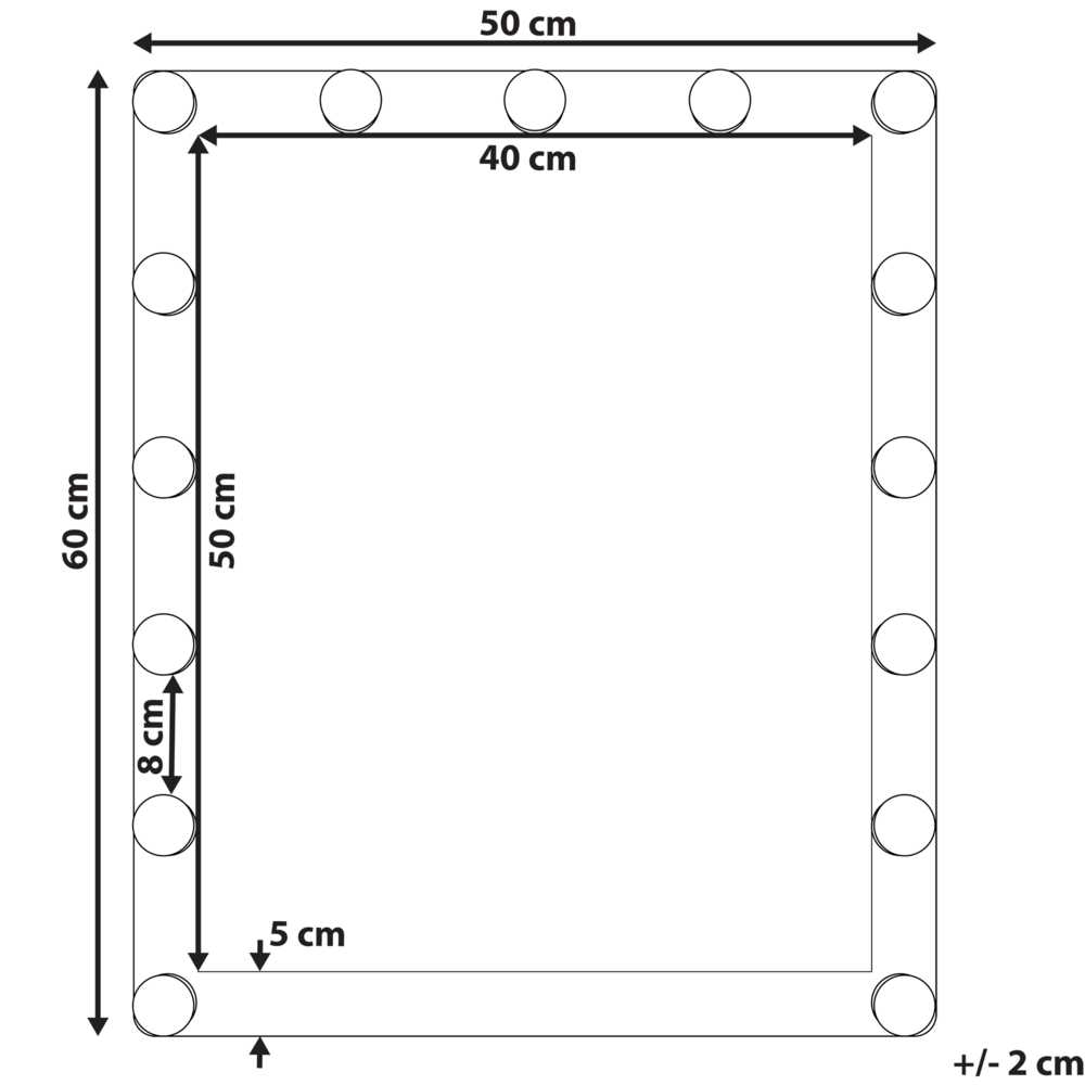 Beliani Vonios veidrodis su LED apšvietimu ODENAS 50 x 60 cm, juodas