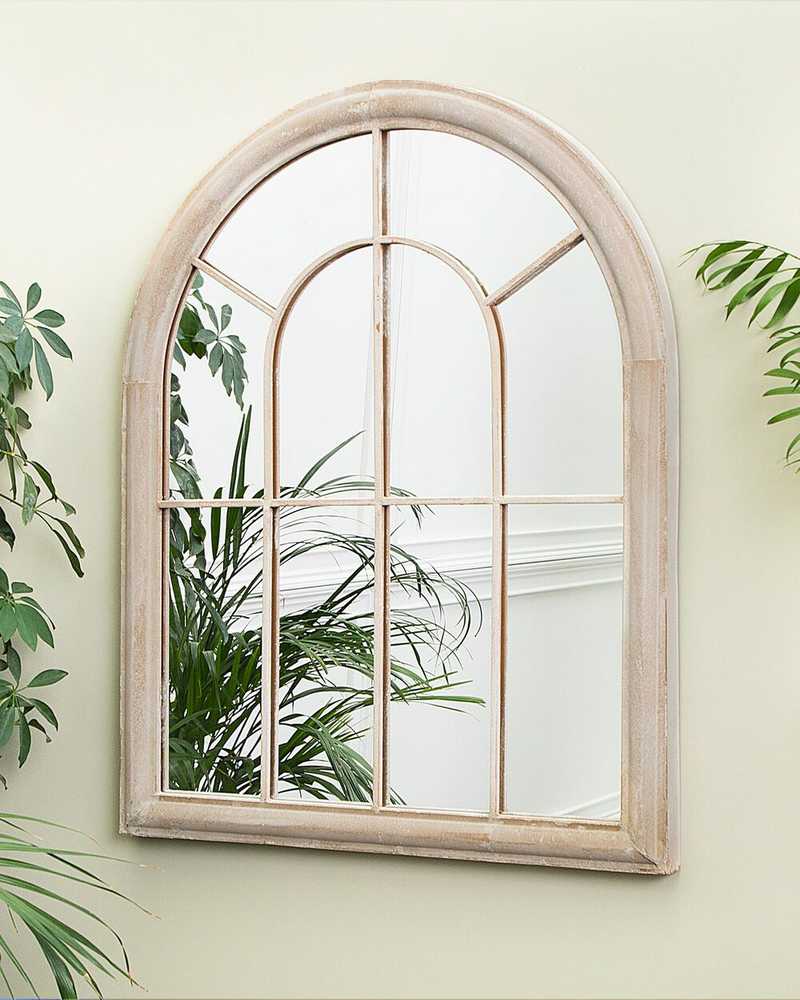 Beliani Sieninis veidrodis EMBRY 69 cm 88 cm metalinis smėlio spalvos