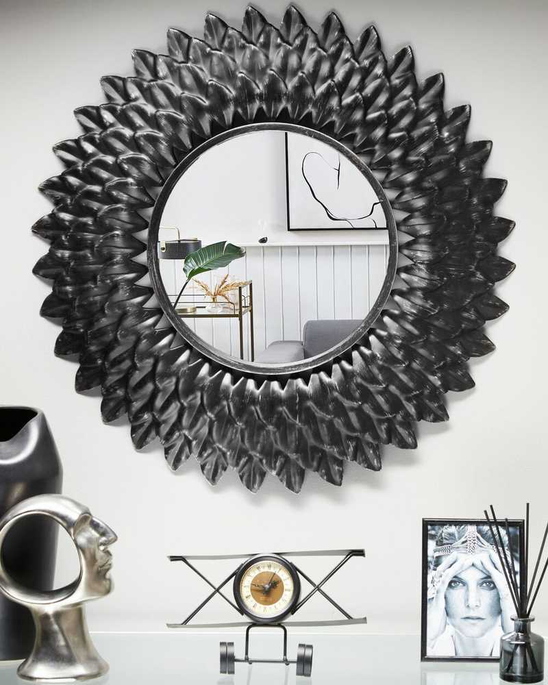 Beliani Sieninis veidrodis LARRAU 70 cm metalinis sidabrinis