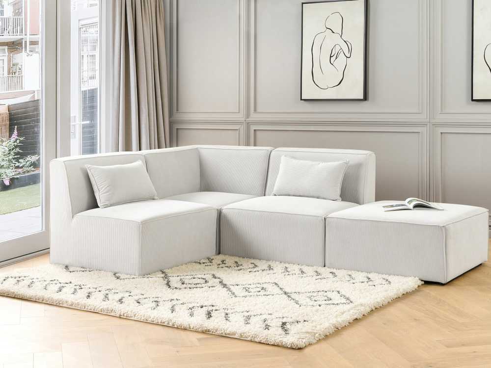 Sofa Beliani Kampinis modulis LEMVIG, kreminės spalvos, velvetinis